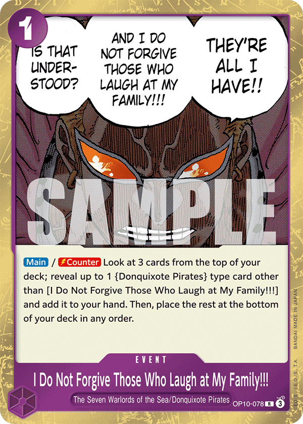 I Do Not Forgive Those Who Laugh at My Family!!! - onepiece TCG Card