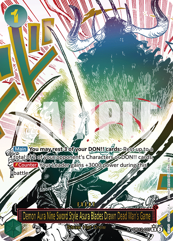 Demon Aura Nine Sword Style Asura Blades Drawn Dead Man's Game - onepiece TCG Card