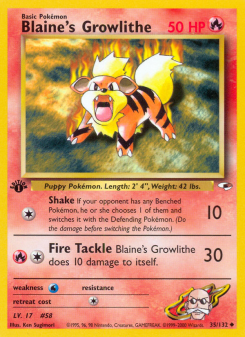 Blaine's Growlithe - pokemon TCG Card
