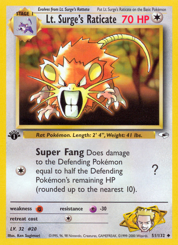 Lt. Surge's Raticate - Pokémon TCG Card