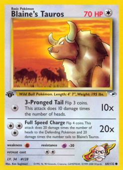 Blaine's Tauros - pokemon TCG Card