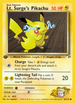 Lt. Surge's Pikachu - pokemon TCG Card