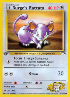 Lt. Surge's Rattata - pokemon TCG Card