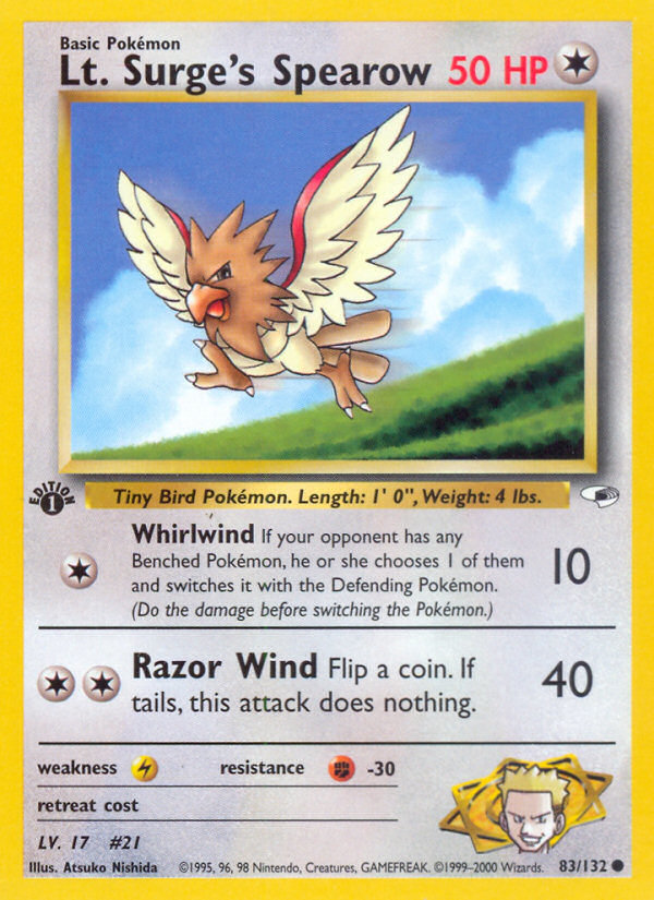 Lt. Surge's Spearow - Pokémon TCG Card