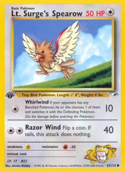 Lt. Surge's Spearow - pokemon TCG Card