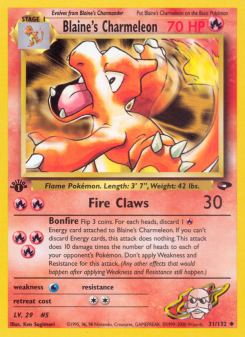 Blaine's Charmeleon - pokemon TCG Card