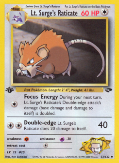 Lt. Surge's Raticate - pokemon TCG Card