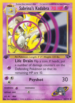 Sabrina's Kadabra - pokemon TCG Card