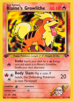 Blaine's Growlithe - pokemon TCG Card