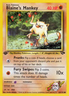 Blaine's Mankey - pokemon TCG Card