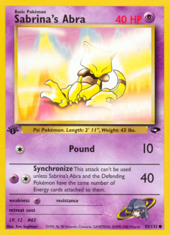 Sabrina's Abra - pokemon TCG Card