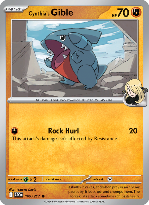 Cynthia's Gible - Pokémon TCG Card