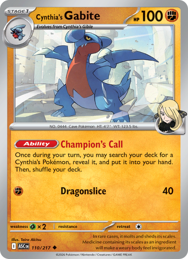 Cynthia's Gabite - Pokémon TCG Card