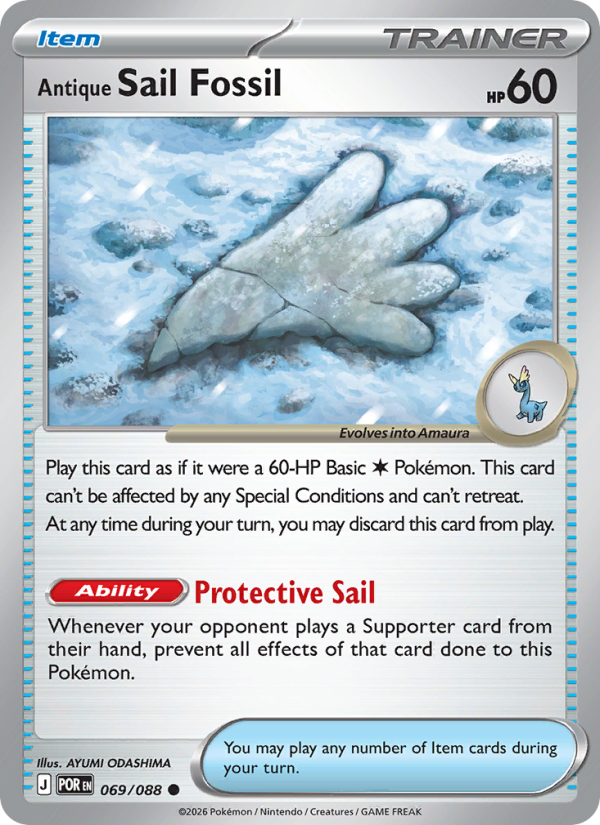 Antique Sail Fossil - Pokémon TCG Card