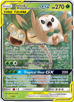 Rowlet & Alolan Exeggutor GX - pokemon TCG Card