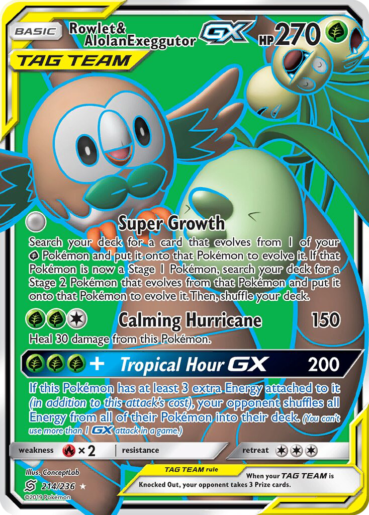 Rowlet & Alolan Exeggutor GX - Pokémon TCG Card
