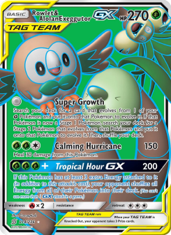 Rowlet & Alolan Exeggutor GX - pokemon TCG Card