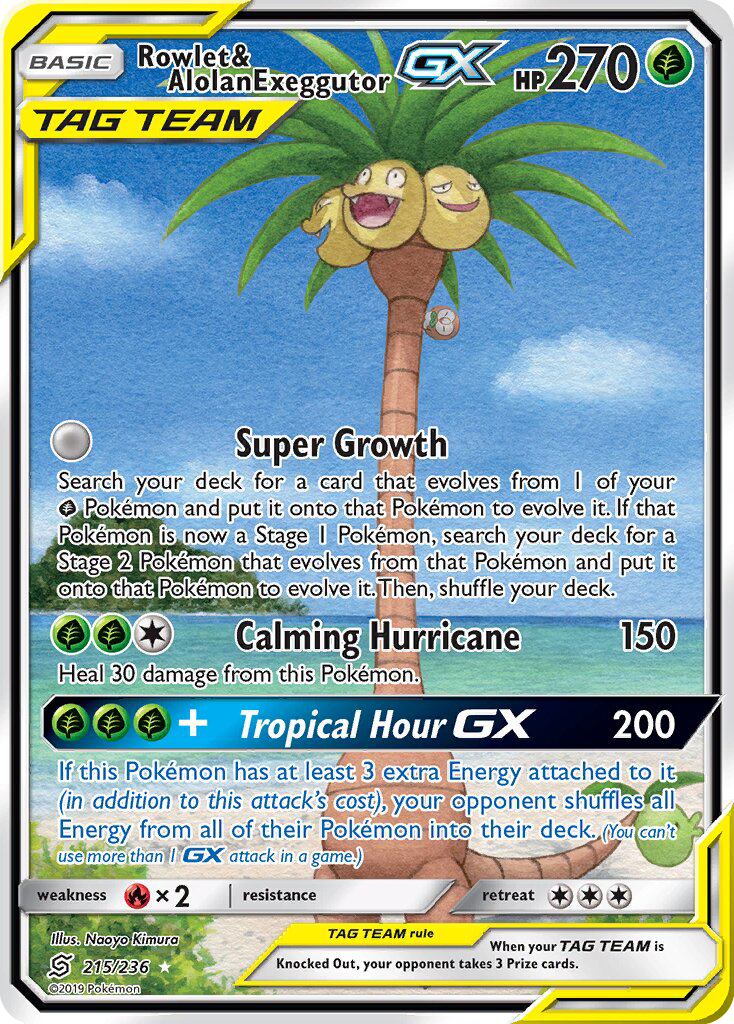 Rowlet & Alolan Exeggutor GX - Pokémon TCG Card