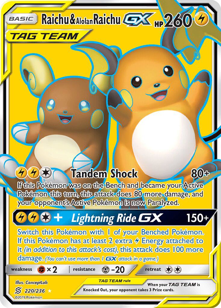 Raichu & Alolan Raichu GX - Pokémon TCG Card