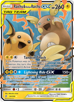 Raichu & Alolan Raichu GX - pokemon TCG Card