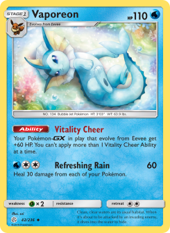 Vaporeon - pokemon TCG Card