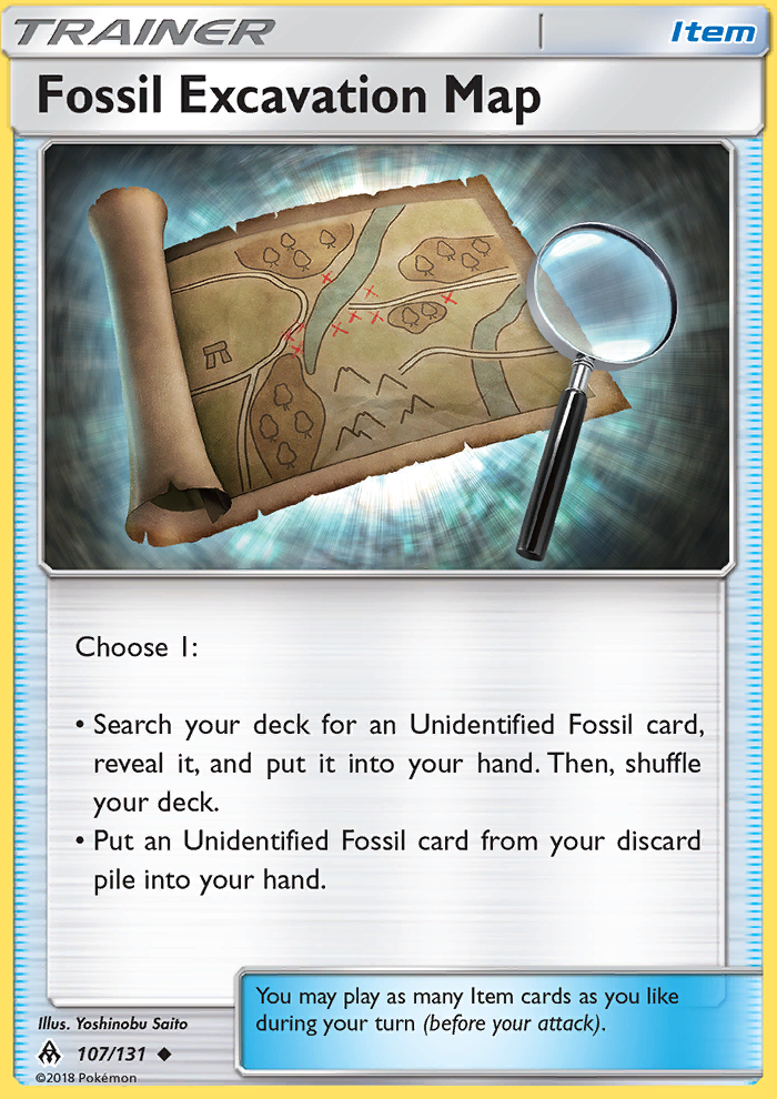 Fossil Excavation Map - Pokémon TCG Card