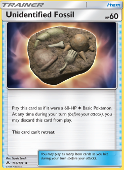 Unidentified Fossil - pokemon TCG Card