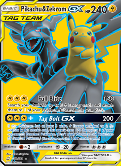 Pikachu & Zekrom GX - pokemon TCG Card