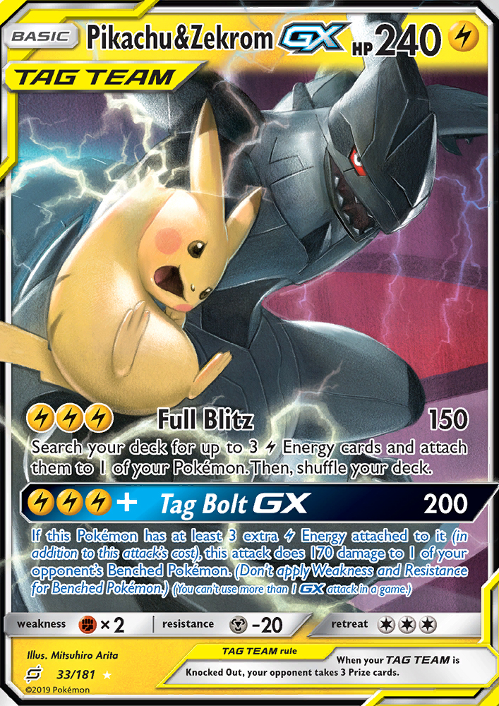 Pikachu & Zekrom GX - Pokémon TCG Card