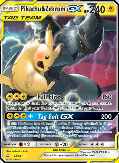 Pikachu & Zekrom GX - pokemon TCG Card