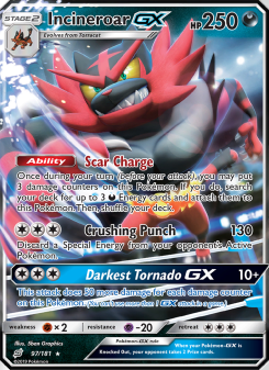 Incineroar GX - pokemon TCG Card