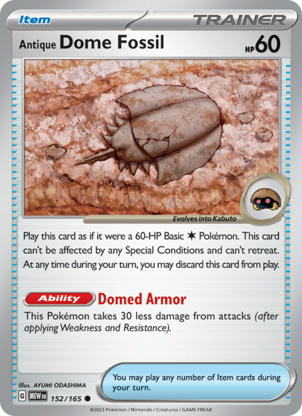Antique Dome Fossil - Pokémon TCG Card