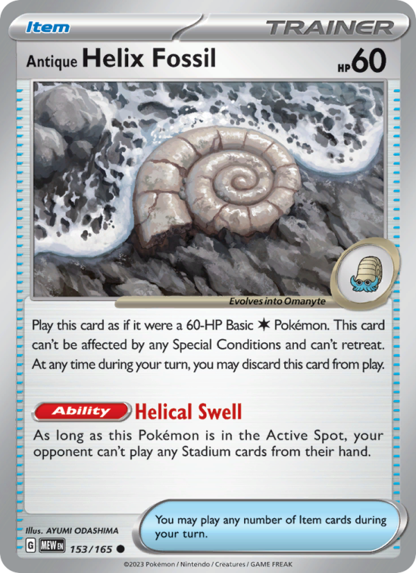 Antique Helix Fossil - Pokémon TCG Card