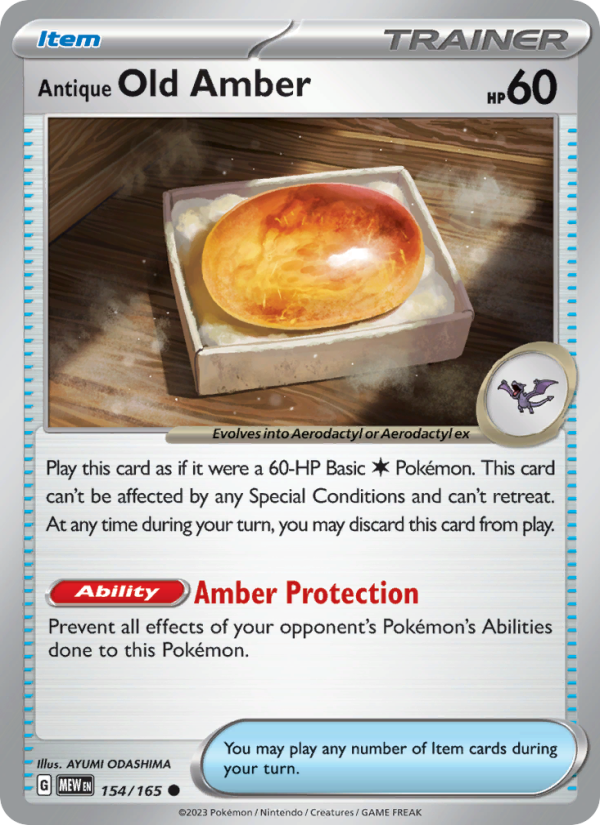 Antique Old Amber - Pokémon TCG Card