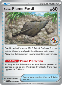 Antique Plume Fossil - pokemon TCG Card