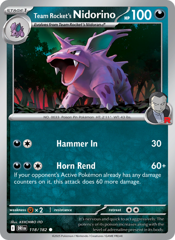 Team Rocket's Nidorino - Pokémon TCG Card