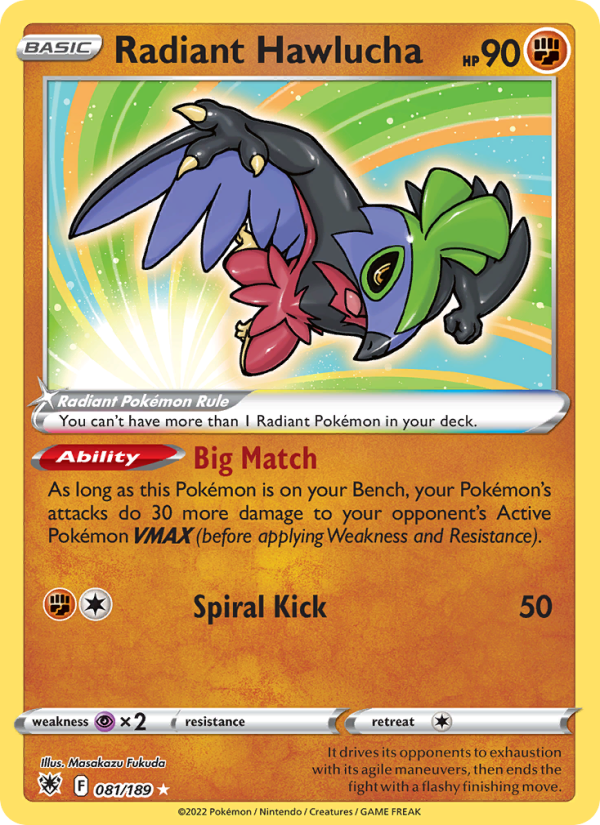 Radiant Hawlucha - Pokémon TCG Card