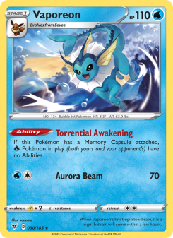 Vaporeon - pokemon TCG Card