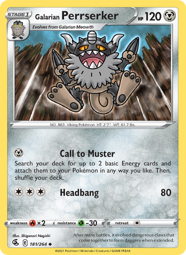 Galarian Perrserker - Pokémon TCG Card