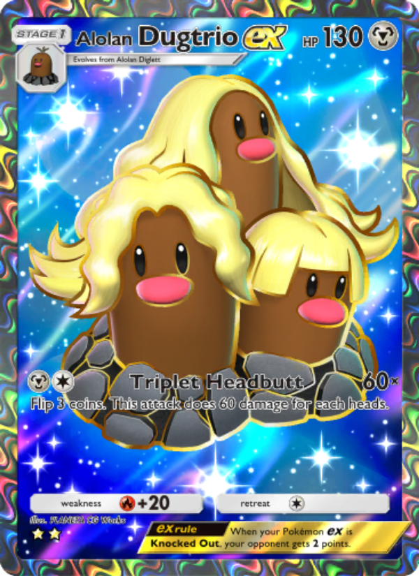 Alolan Dugtrio ex - Pokémon TCG Card