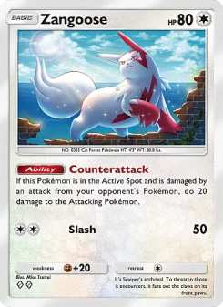 Zangoose - pokemon TCG Card